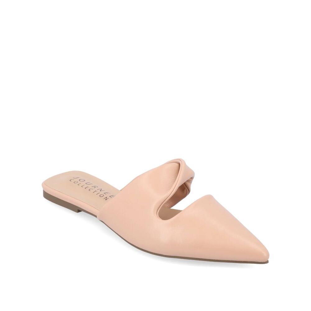 Journee Collection Enniss Mules Women 9.5 Nude Blush Pointed Slip On Flats NIB